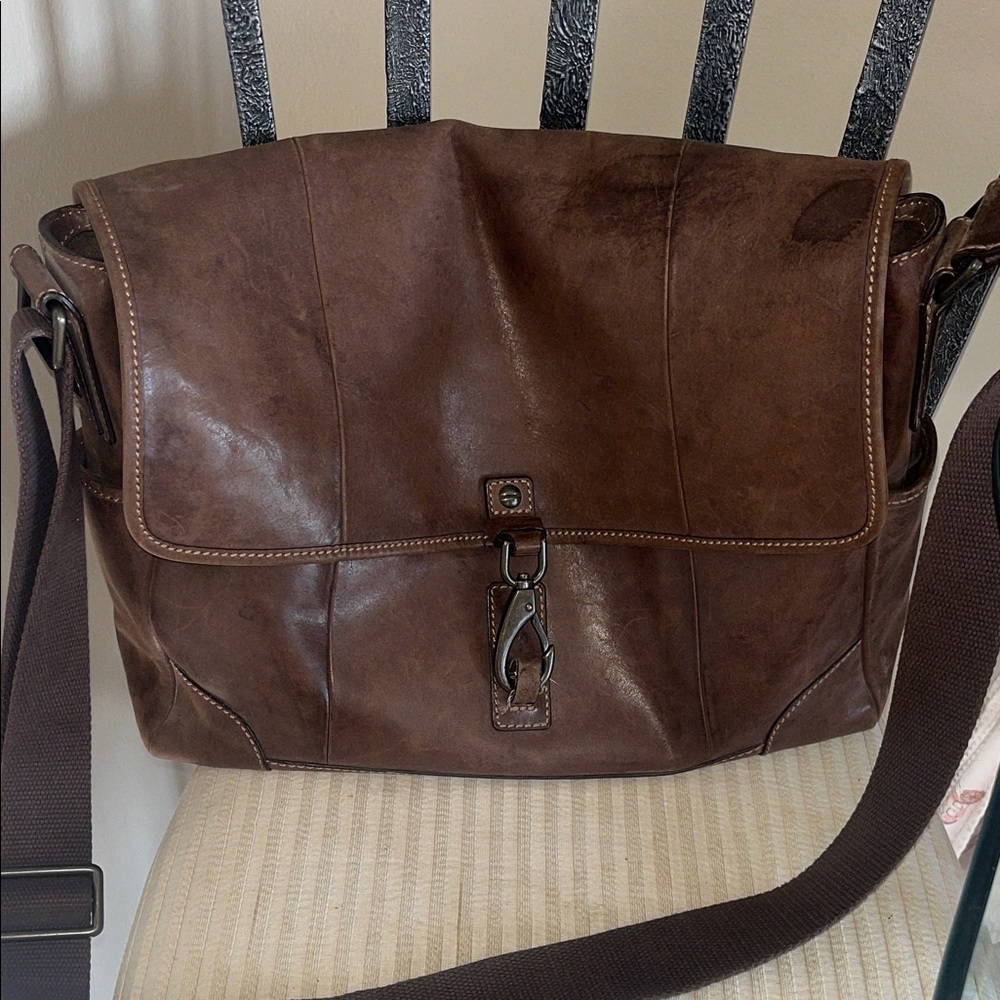 Fossil Brown Leather Messenger Bag